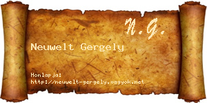 Neuwelt Gergely névjegykártya